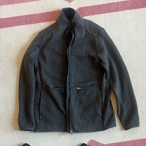 Figs Charcoal Full-Zip On-Shift Sweater Knit Jacket